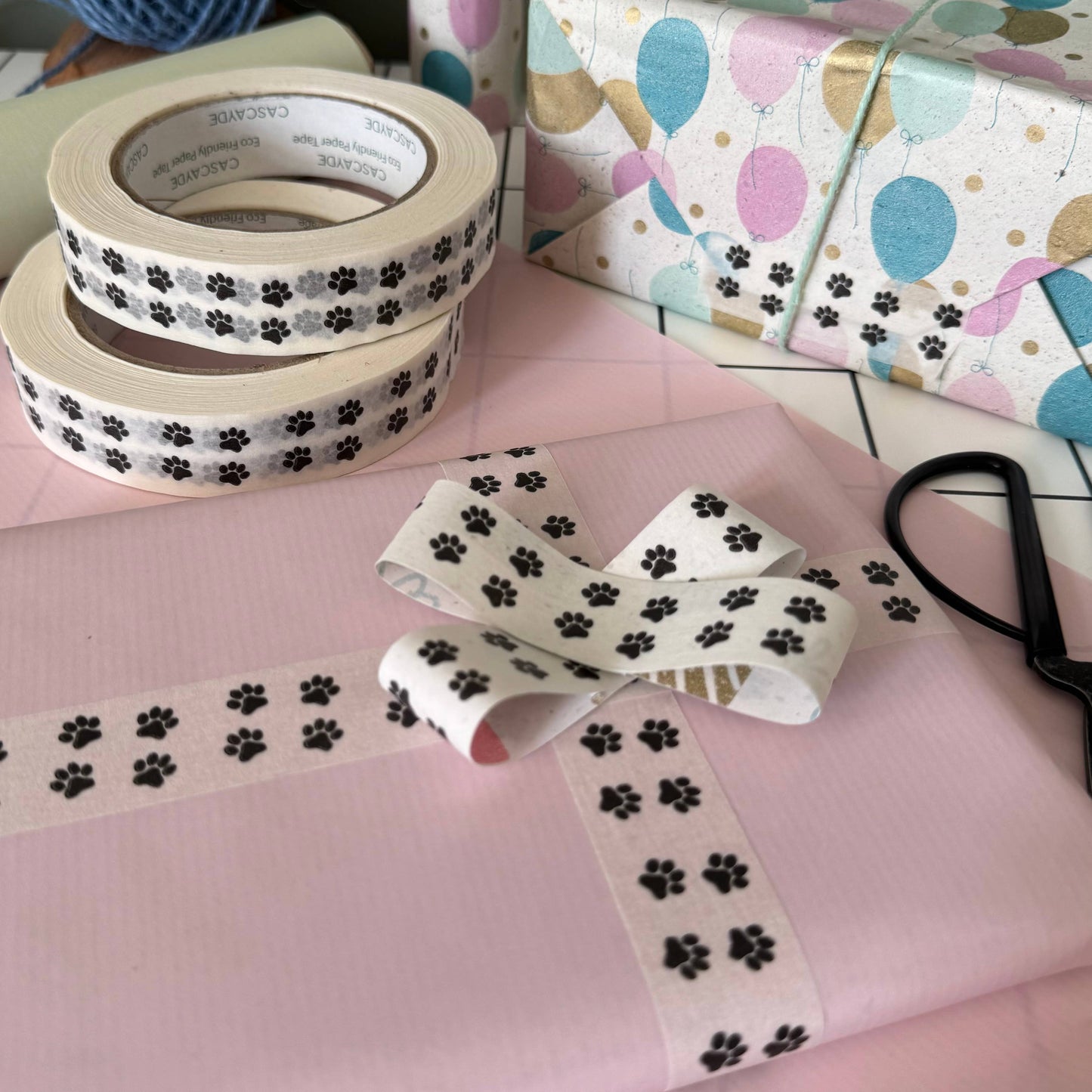 Cascayde - Paw Print Paper Tape 24mm - Eco Friendly Packing Tape