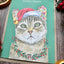Santa Paws Cat Christmas Eco Friendly Art Card cute blank