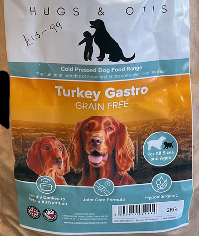 Hugs & Otis cold pressed dog food - Turkey Gastro 2kg