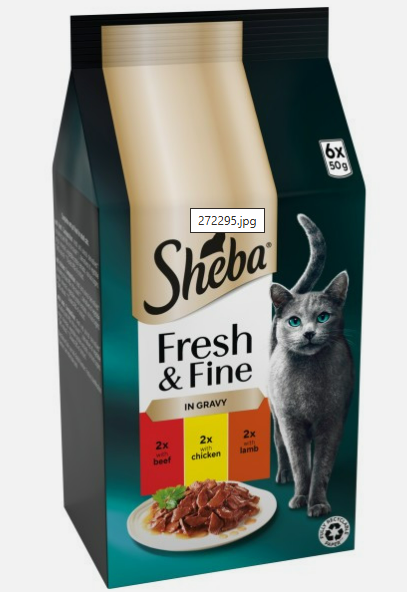 Sheba Fresh & Fine Cat Pouches with Beef and Chicken in Gravy 6x50g