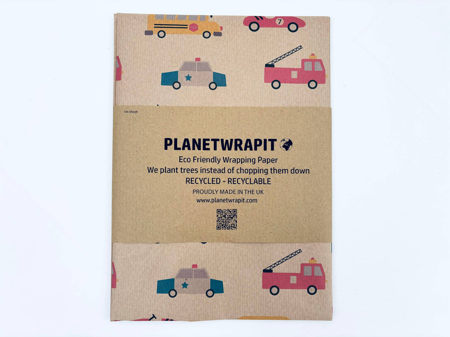 Vehicles Recycled Kraft Wrapping Paper Gift Wrap