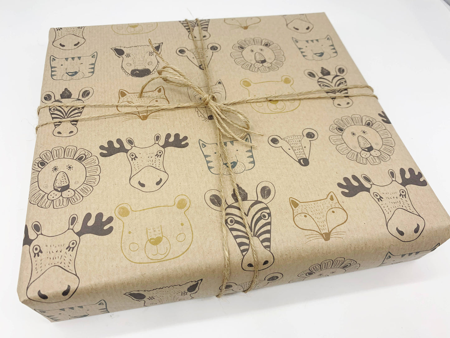 Wild Animals Recycled Eco Kraft Wrapping Paper
