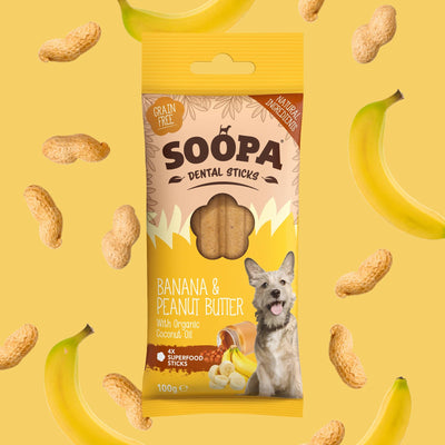 Soopa Banana & Peanut Butter Dog Dental Sticks