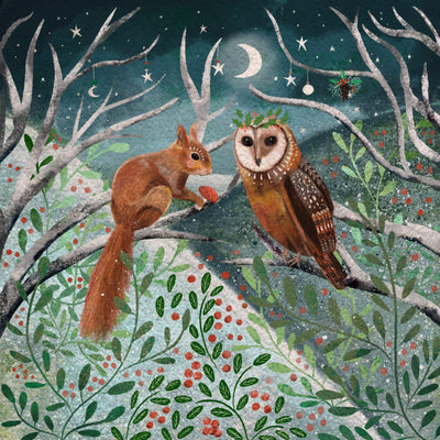 Christmas owl and squirrel