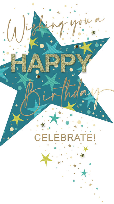 Yours Truly Happy Birthday Star Card - Champagne