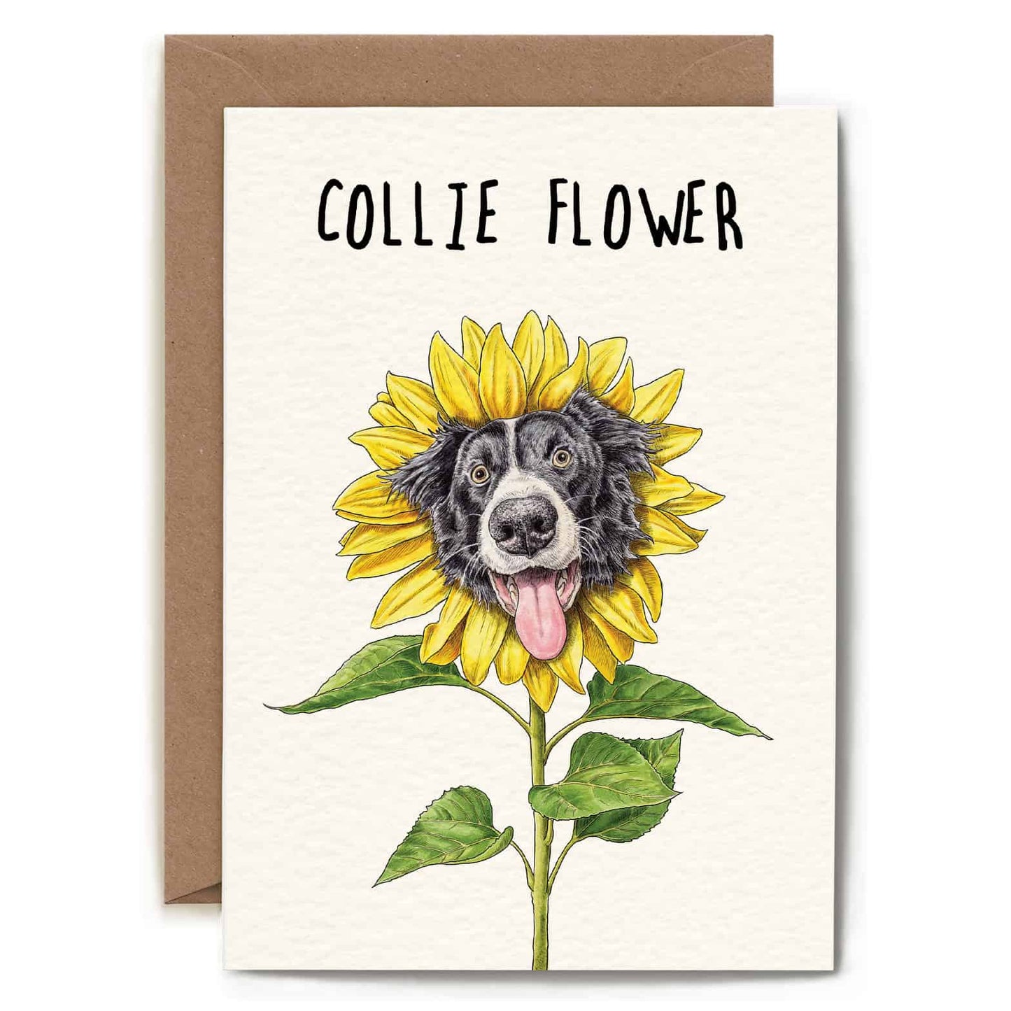 Collie Flower Card - Everyday Card - Funny