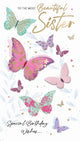 Yours Truly Beautiful Sister Card - Butterflies Card