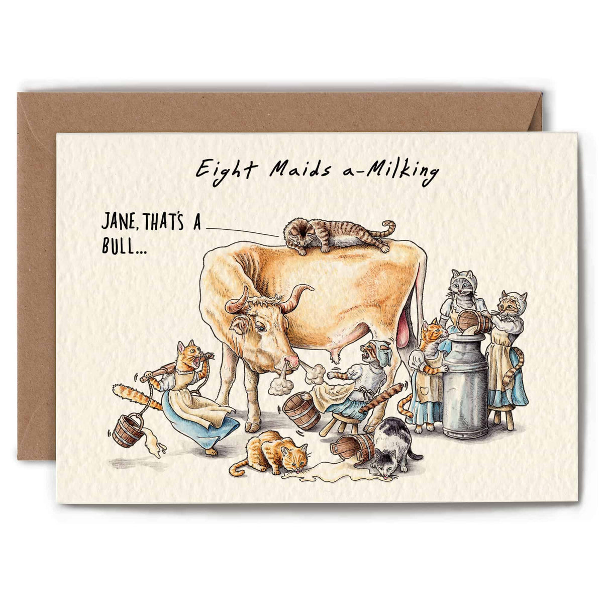 Eight Maids a-Milking - Christmas Card - Holiday Card