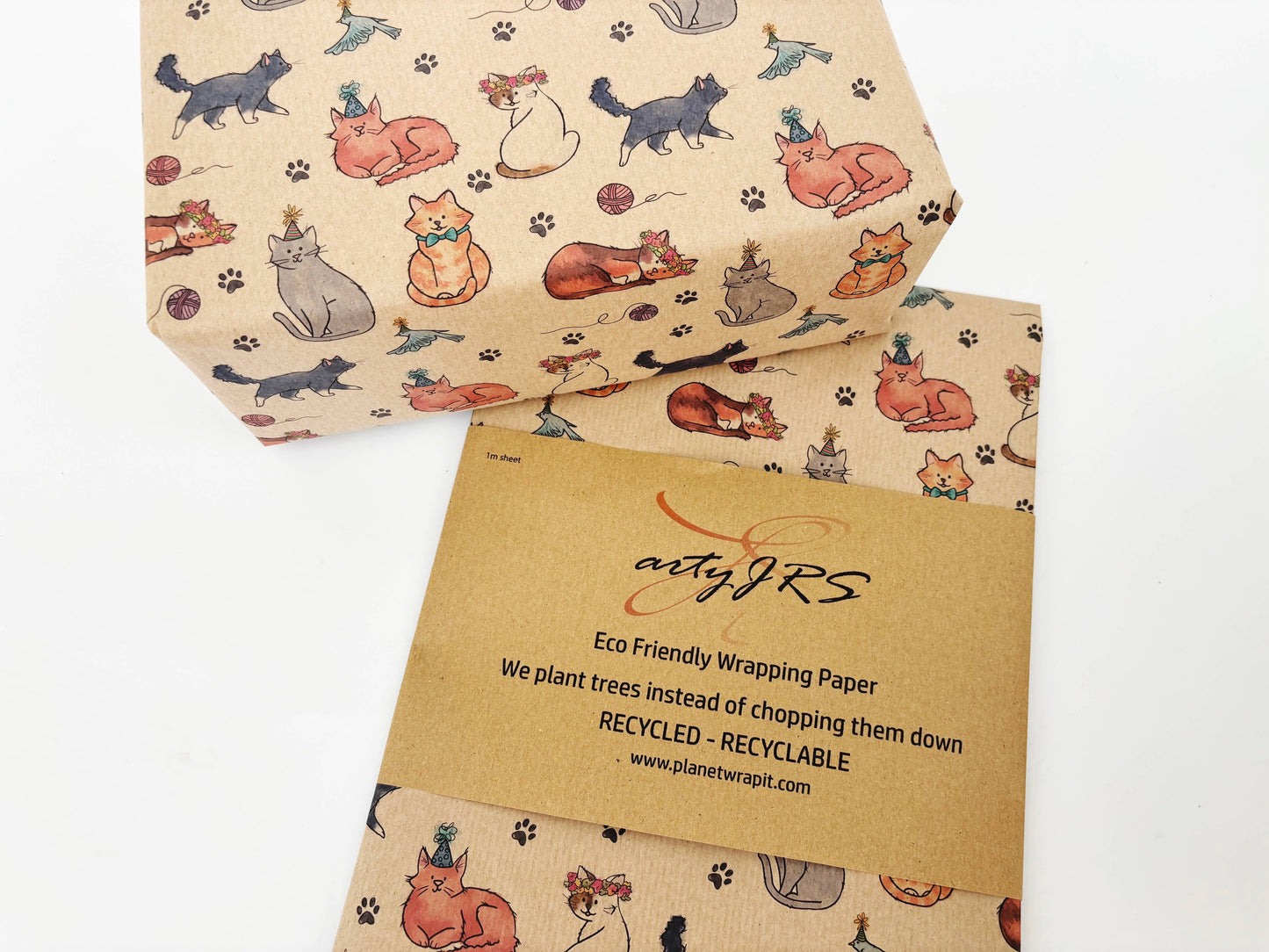 Party Cats Recycled Kraft Wrapping Paper Gift Wrap