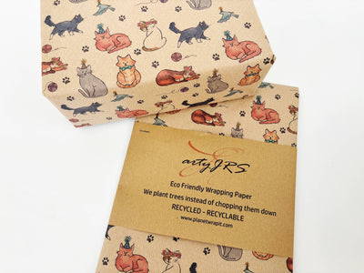 Party Cats Recycled Kraft Wrapping Paper Gift Wrap