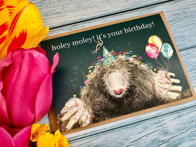 Holey Moley Mole Birthday  |  Eco Friendly Card  Cute Colour