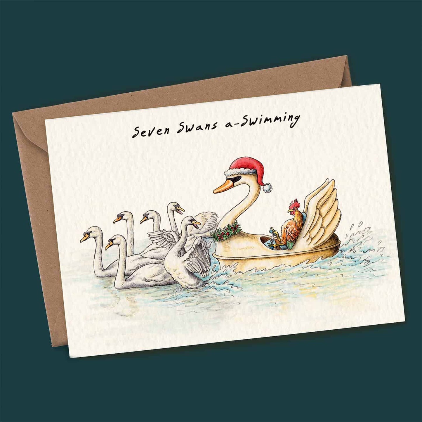 Seven Swans a-Swimming - Christmas Card - Holiday Card