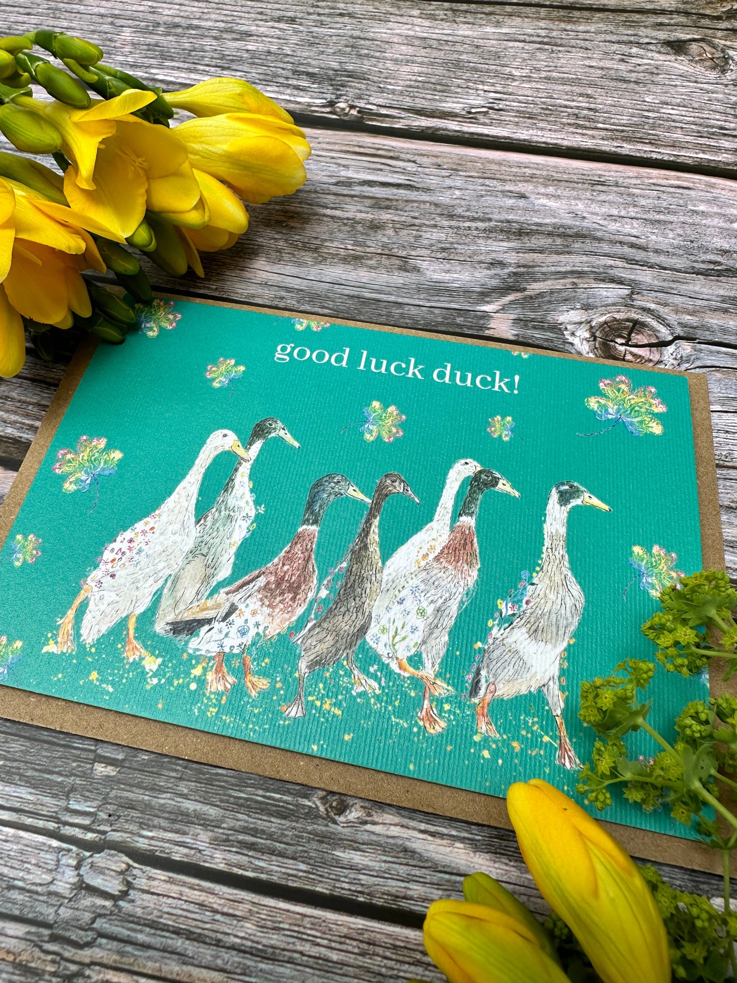 Good Luck Duck! Birthday Eco Friendly Card Colourful