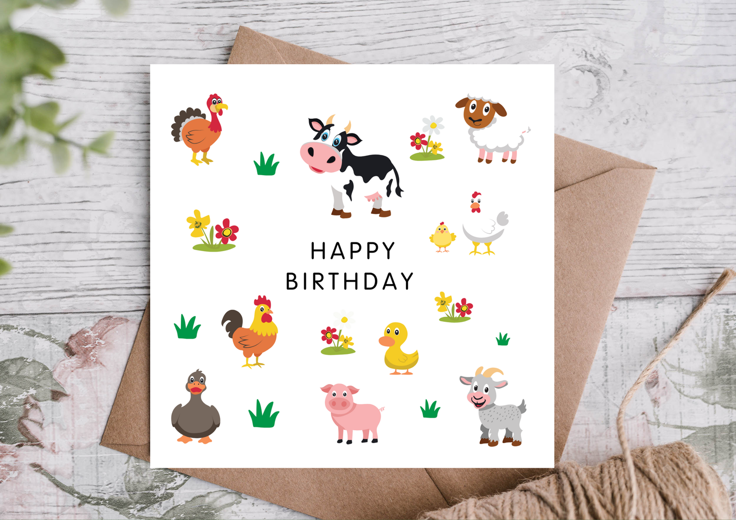 Highgrove Cards - Farm Animals Happy Birthday Card | Kids Birthday Card