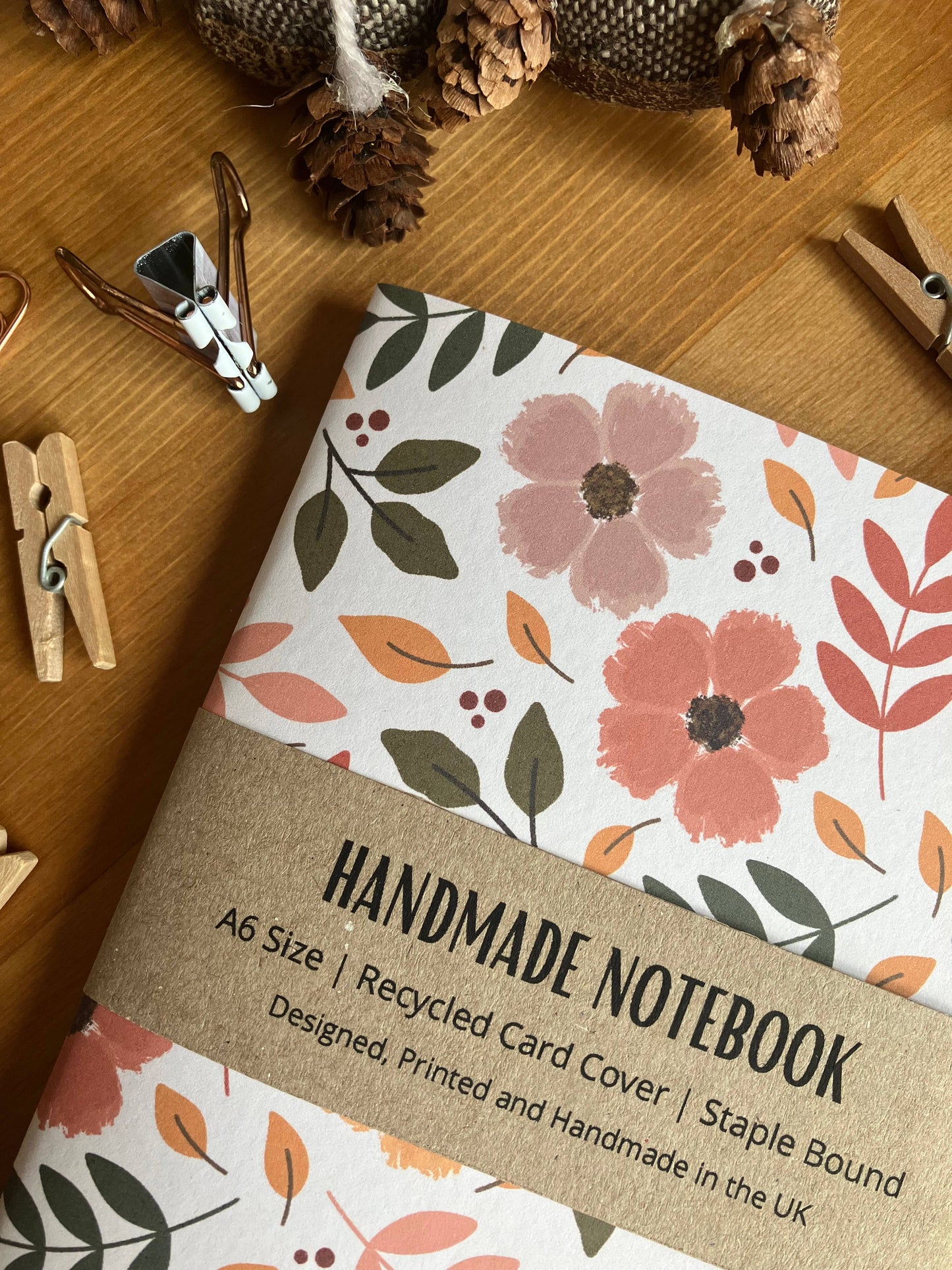 Autumn Floral Handmade A6 Size Notebook