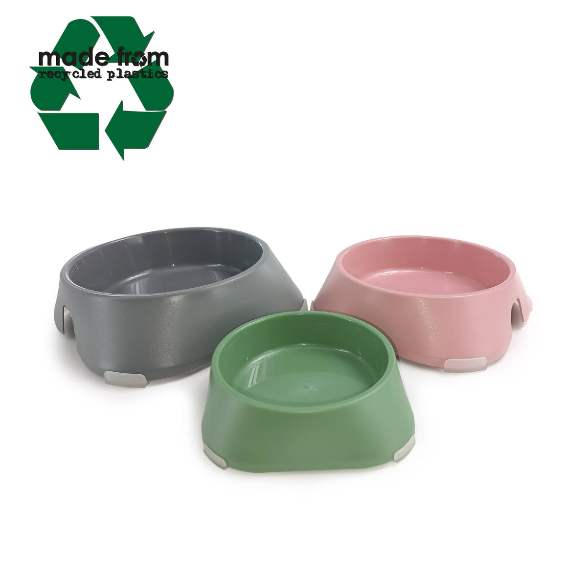Feeding Bowl Made From Recycled Plastics- Pink: Large