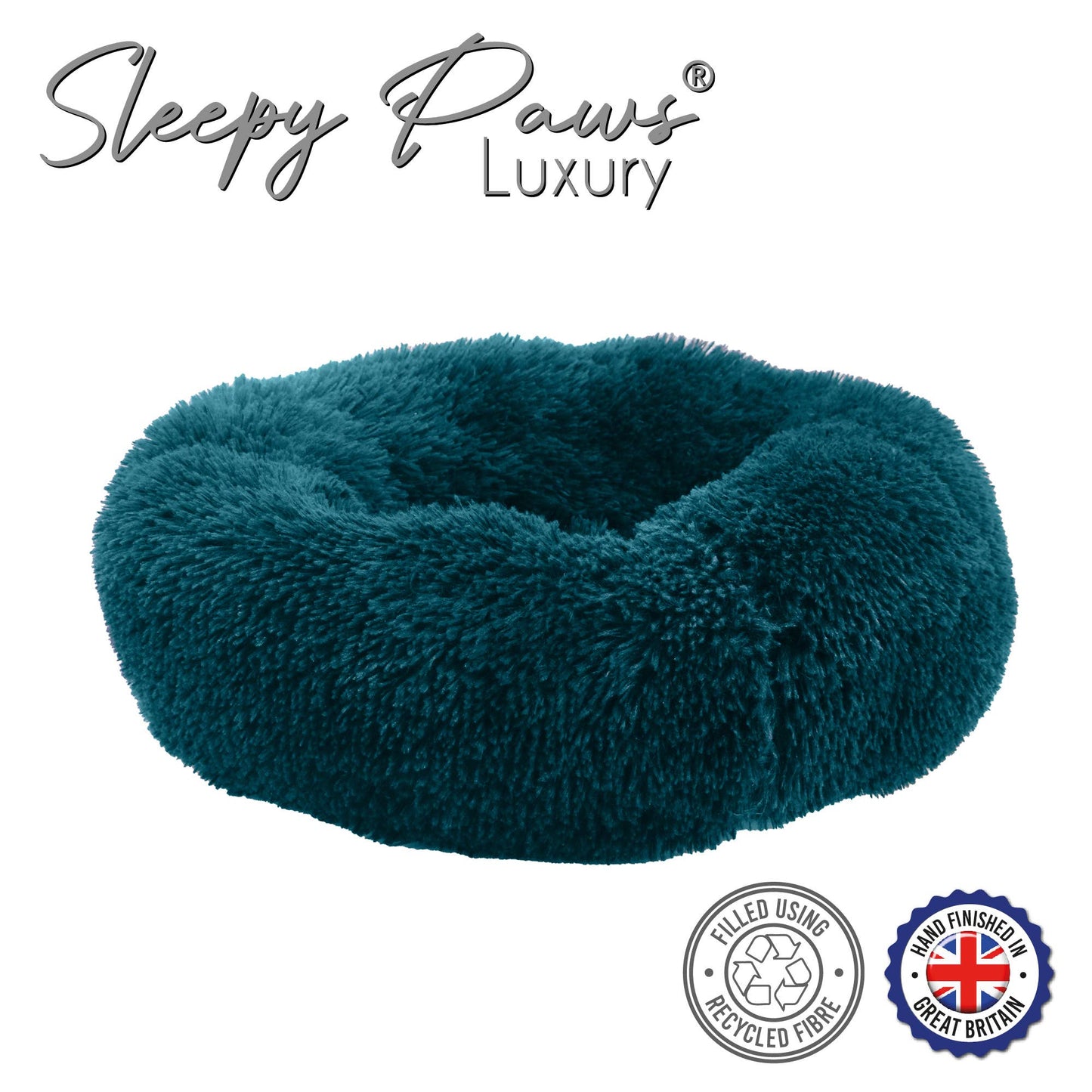 Super Soft Plush Donut Dog Bed TEAL  ( S or M)