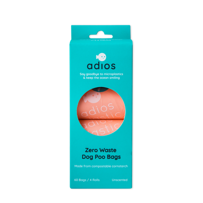 Adios Plastic - Compostable Dog Poo Bags - 4 Rolls in Pink (60 Bags)