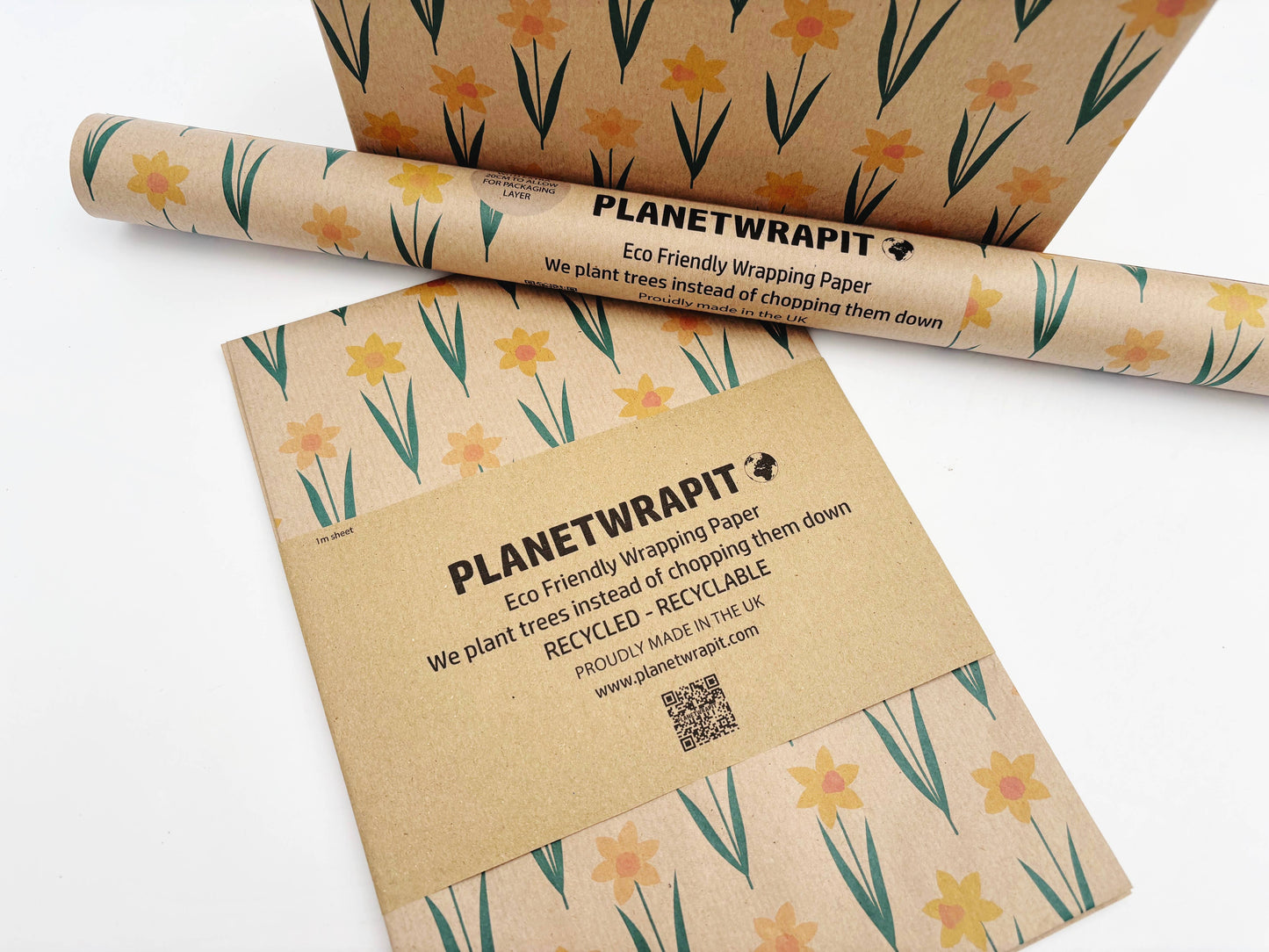 Daffodil Recycled Kraft Wrapping Paper Gift Wrap