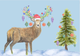 Christmas Stag | Eco Friendly Art Card cute colourful Deer