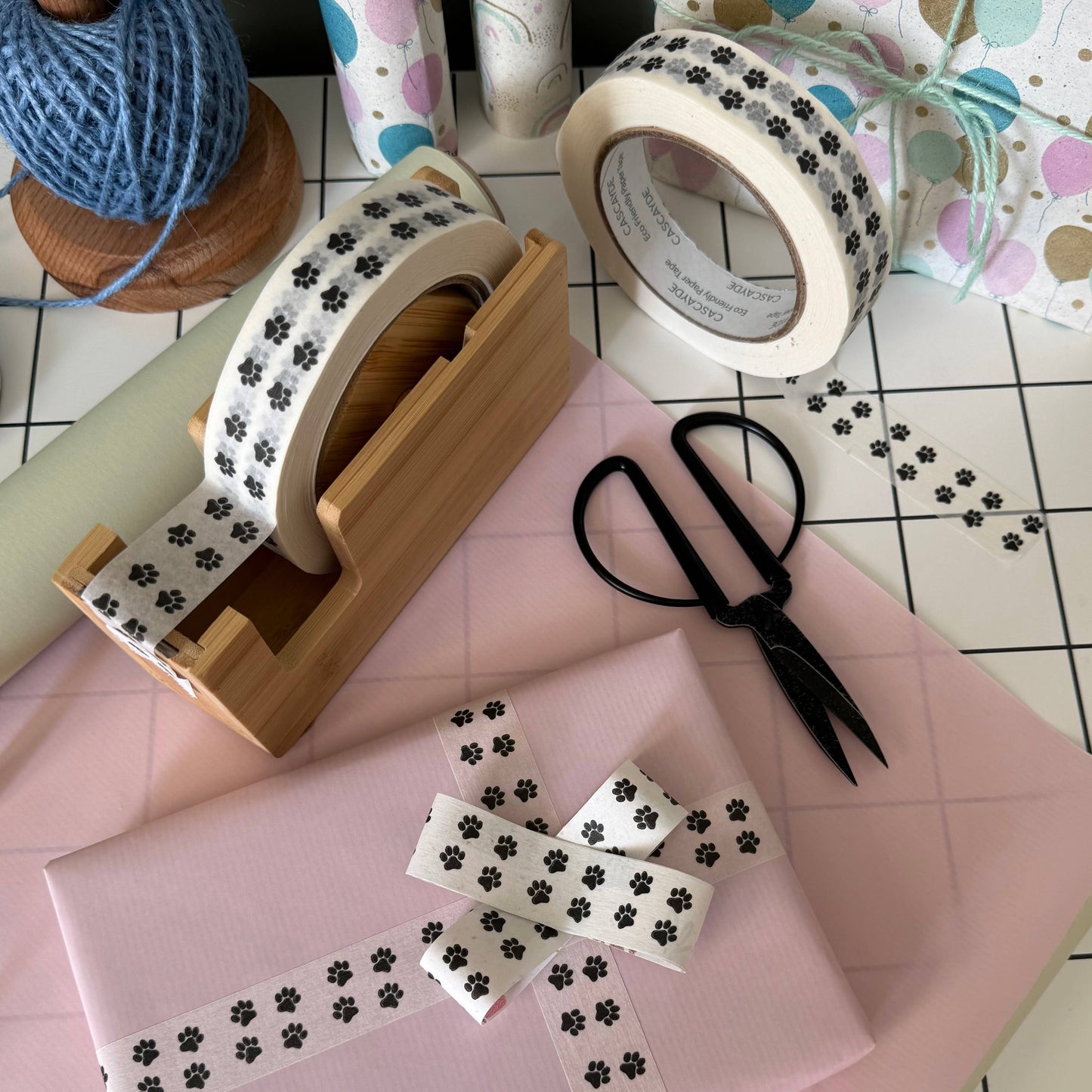 Cascayde - Paw Print Paper Tape 24mm - Eco Friendly Packing Tape