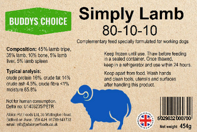Buddys Choice Simply Lamb 80/10/10 454g